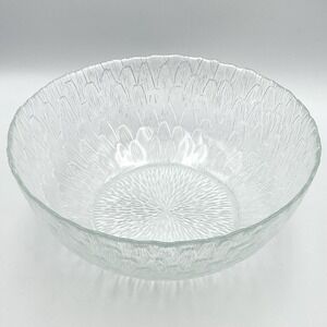 Vintage 1970s Arcoroc Marguerite Clear Glass Sunflower Salad Bowl 10.5" Serving